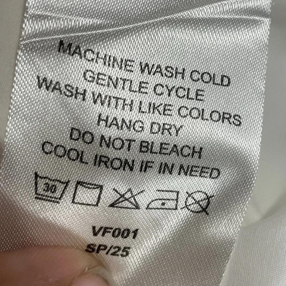 Quince Organic Cotton Poplin White Blouse Womens Size M Split Neck Tie Top - Picture 9 of 12